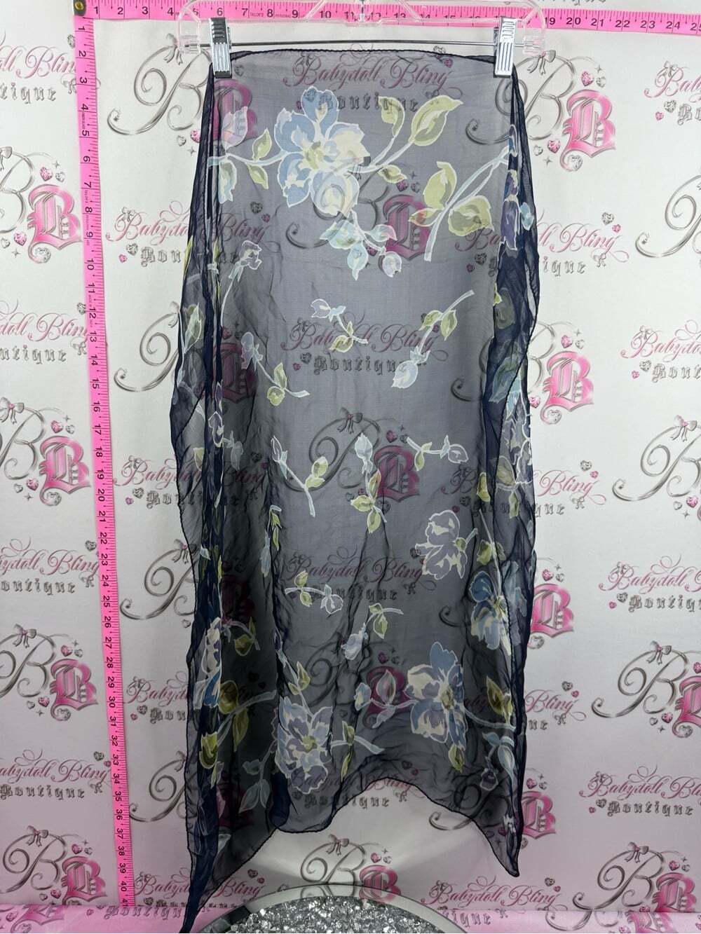 Scarf scarve or wrap Sheer Navy Floral Scarf Wrap
